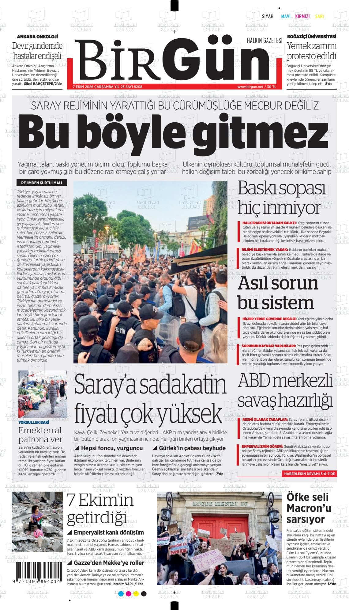 BİRGÜN gazetesi kapağı