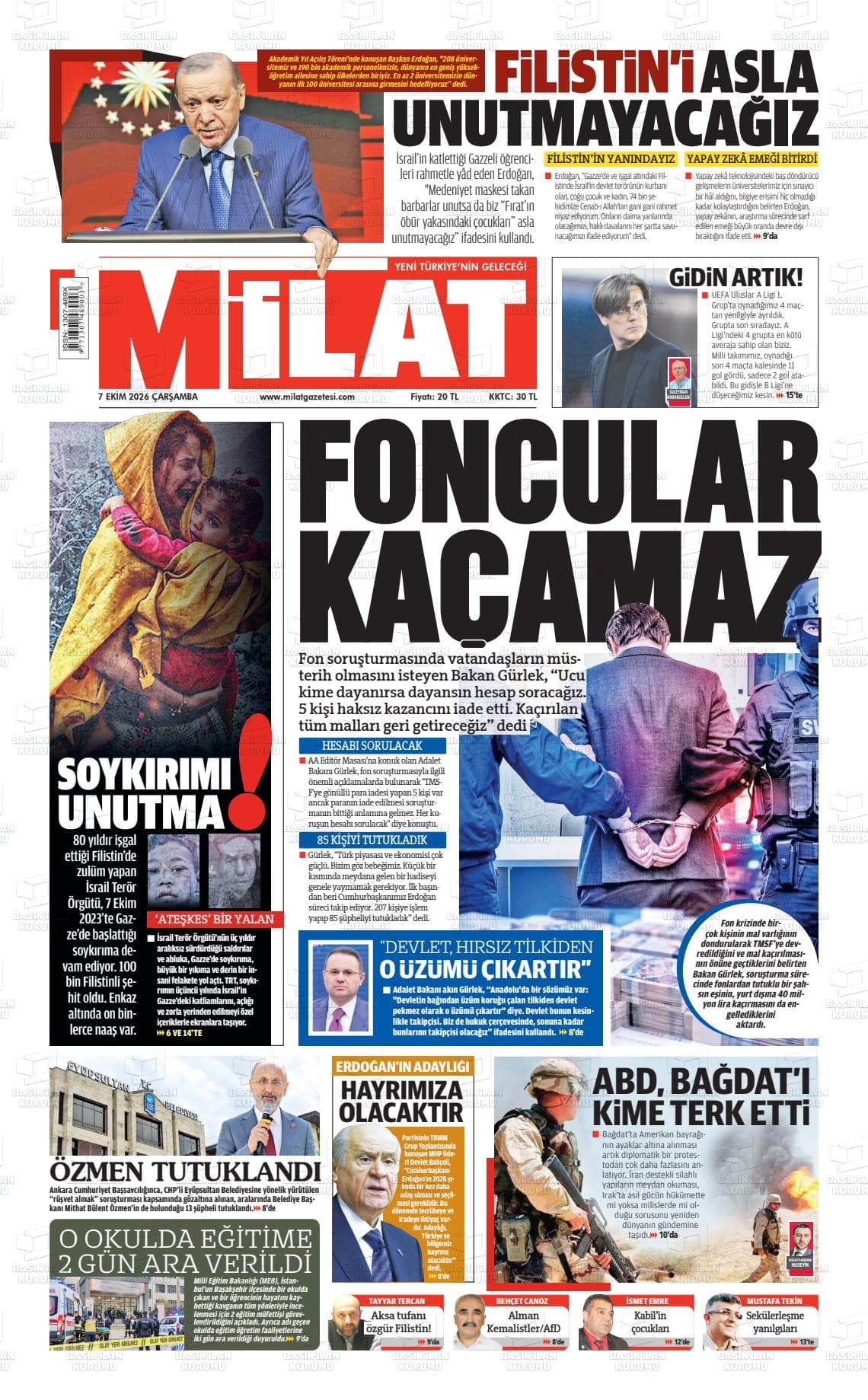 MİLAT gazetesi kapağı