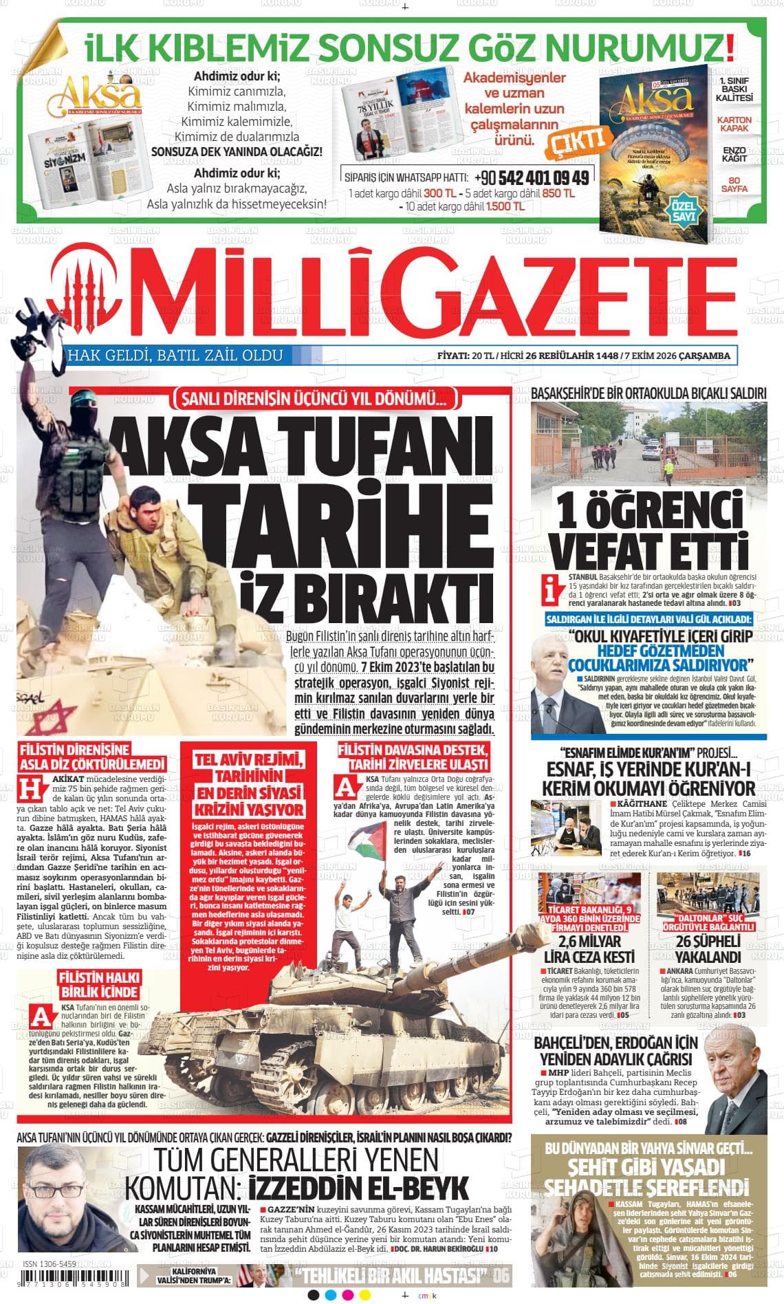 MİLLİ GAZETE gazetesi kapağı