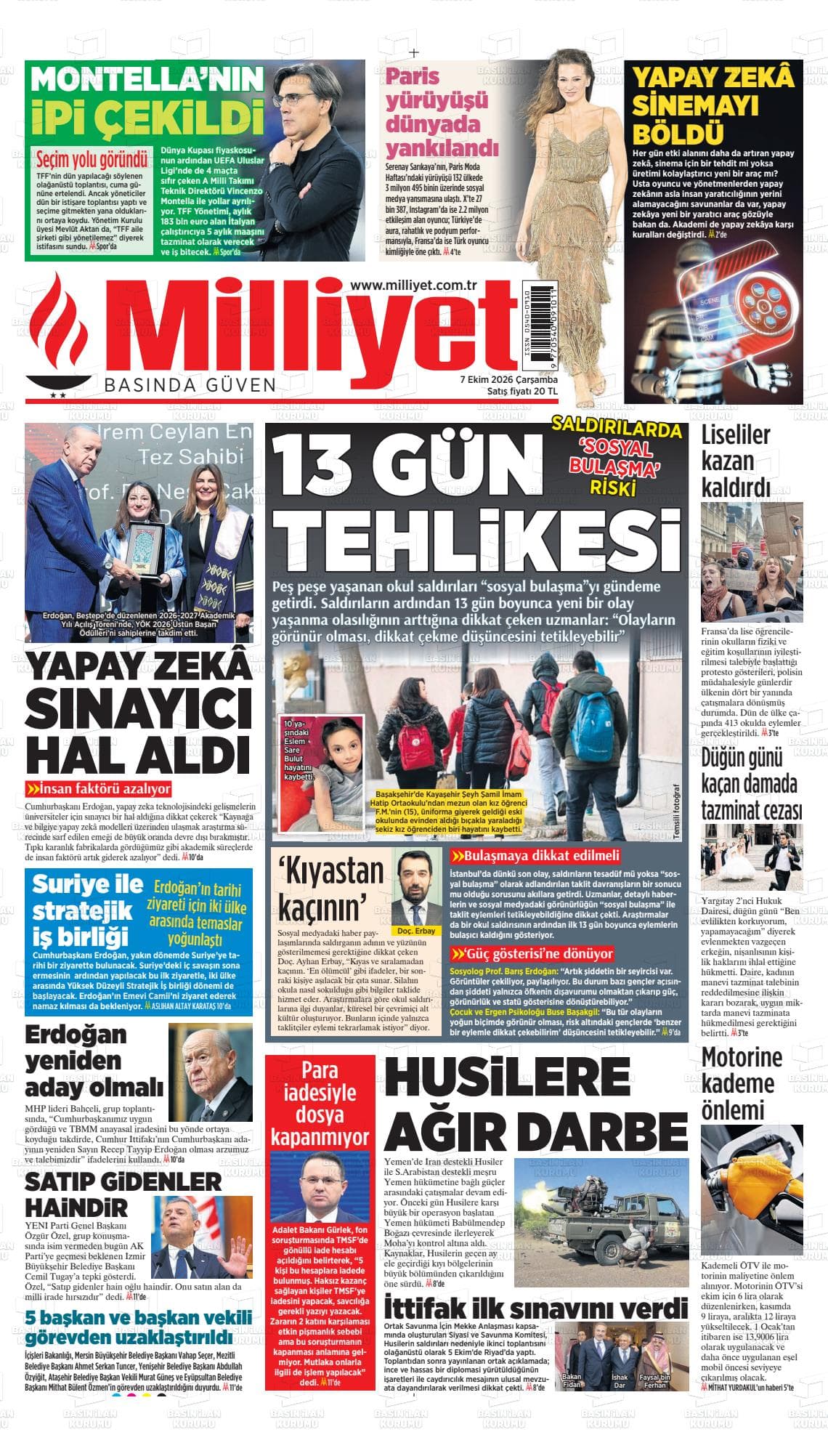 MİLLİYET gazetesi kapağı