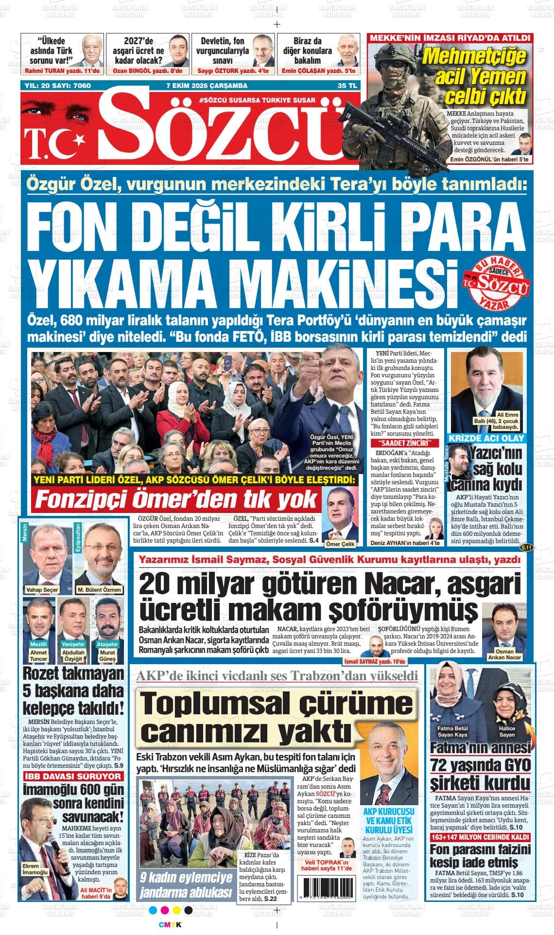 SÖZCÜ gazetesi kapağı