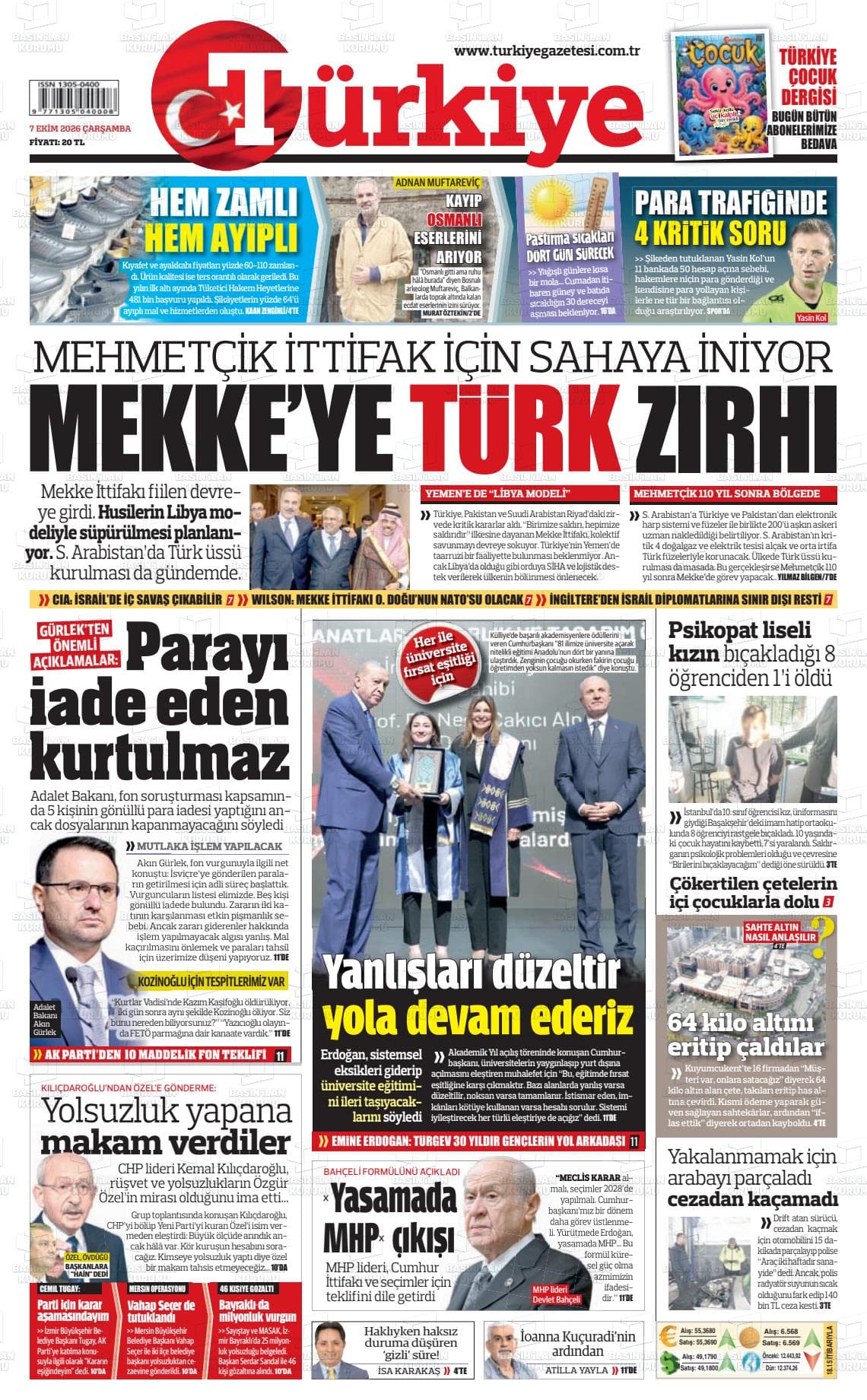 TÜRKİYE gazetesi kapağı