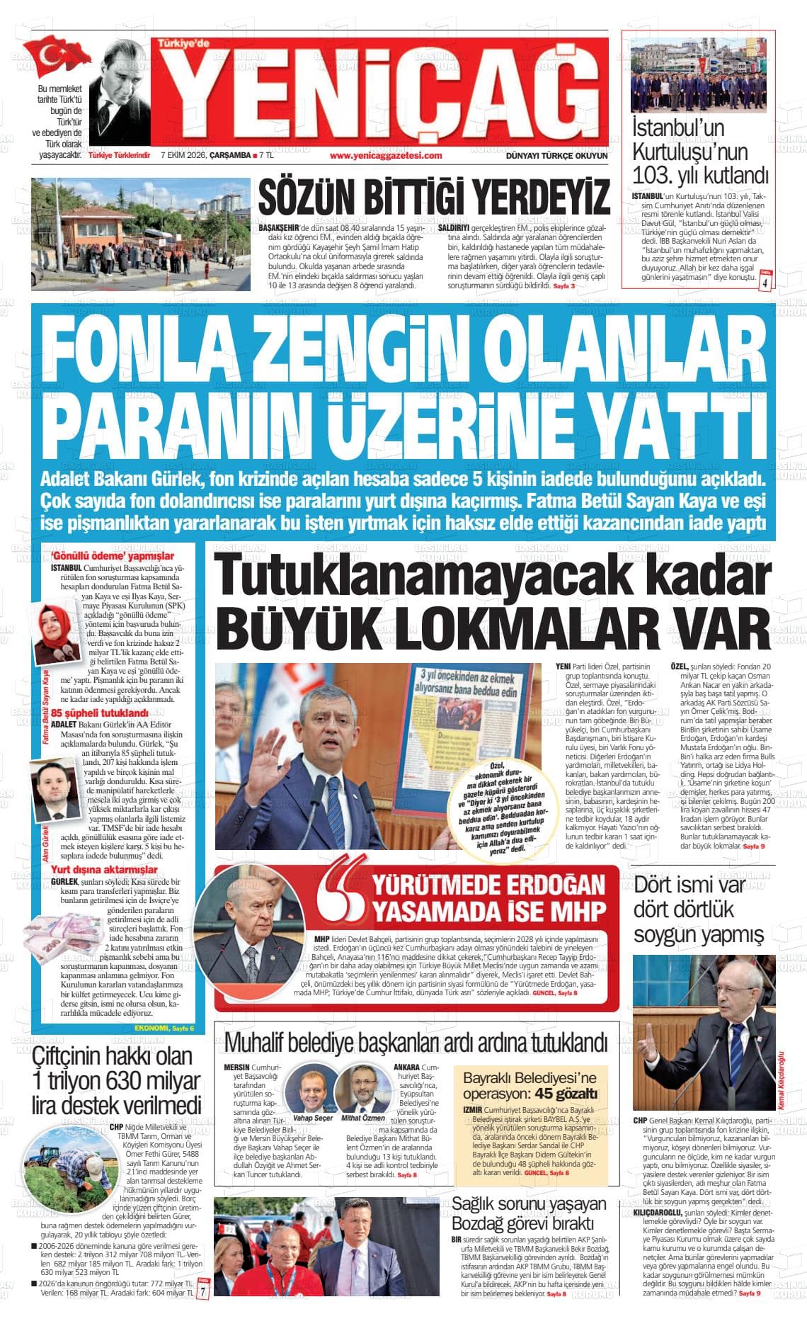 YENİÇAĞ gazetesi kapağı