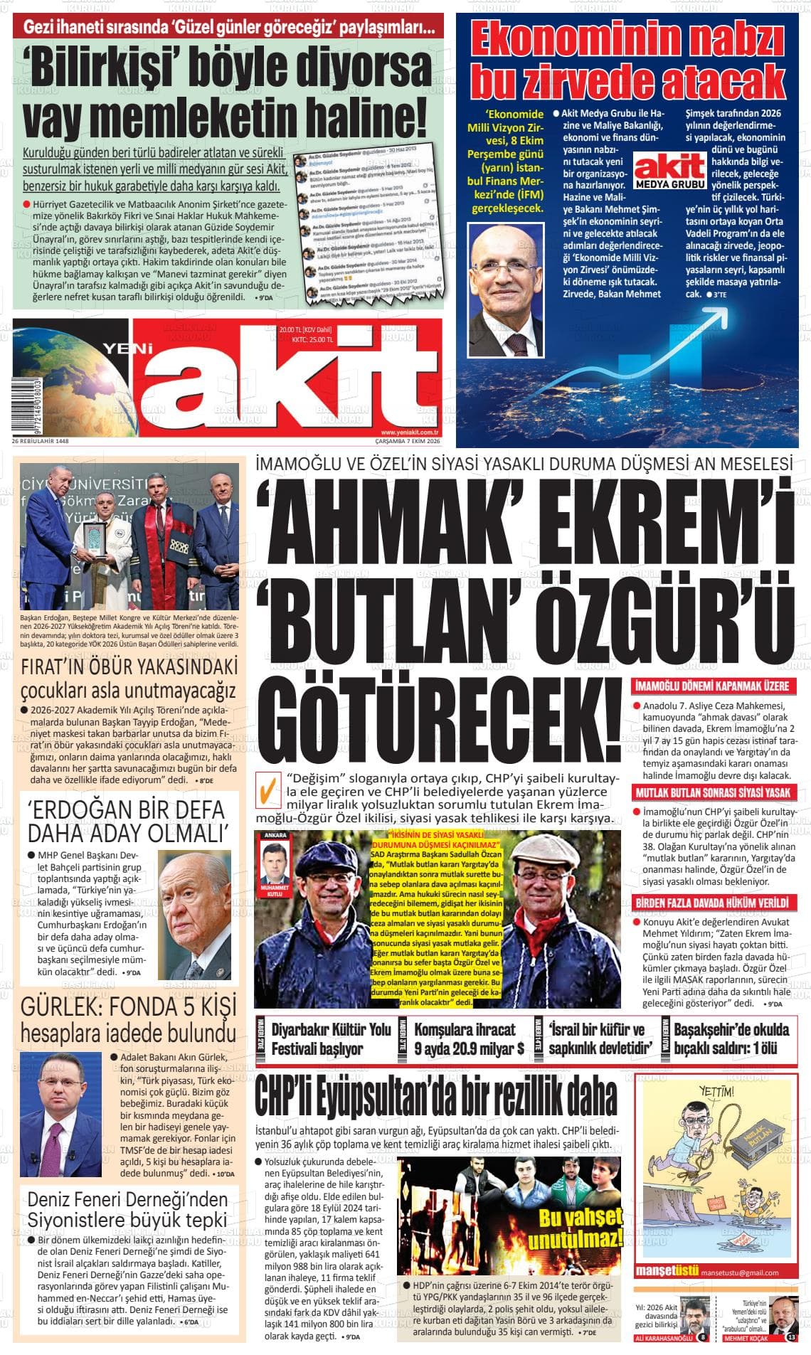 YENİ AKİT gazetesi kapağı