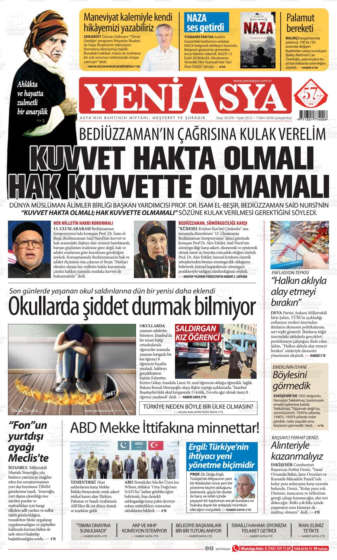 YENİ ASYA gazetesi kapağı