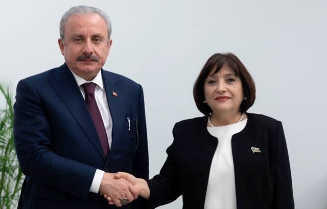 Şentop, Azerbaycan Milli Meclis Başkanı Gafarova ile bir araya geldi