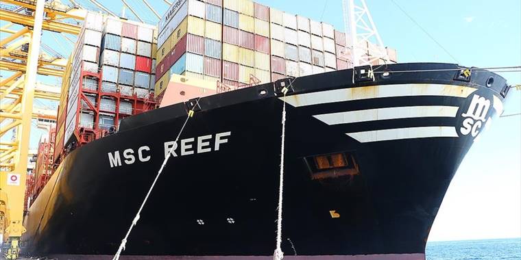 Dev konteyner gemisi "MSC Reef" Tekirdağ'da