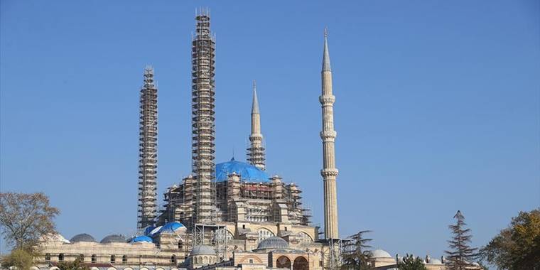 Selimiye Camisi'nde restorasyon sürüyor