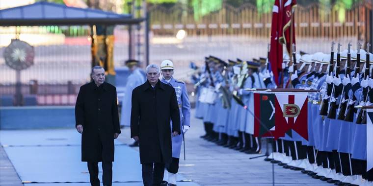 Cumhurbaşkanı Erdoğan, Küba Devlet Başkanı Bermudez'i resmi törenle karşıladı
