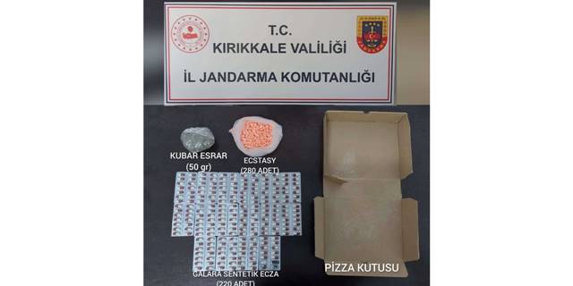 Kırıkkale'de pizza kutusunda uyuşturucu ele geçirildi, bir şüpheli tutuklandı