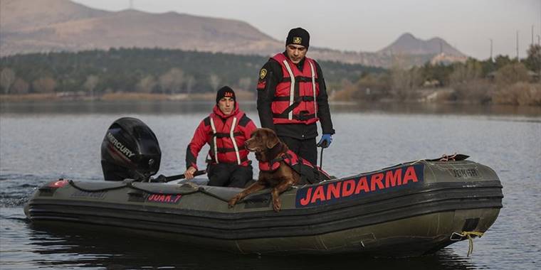 Jandarmanın su altı arama köpekleri, derindeki kayıp cesetlerin yerini tespit ediyor