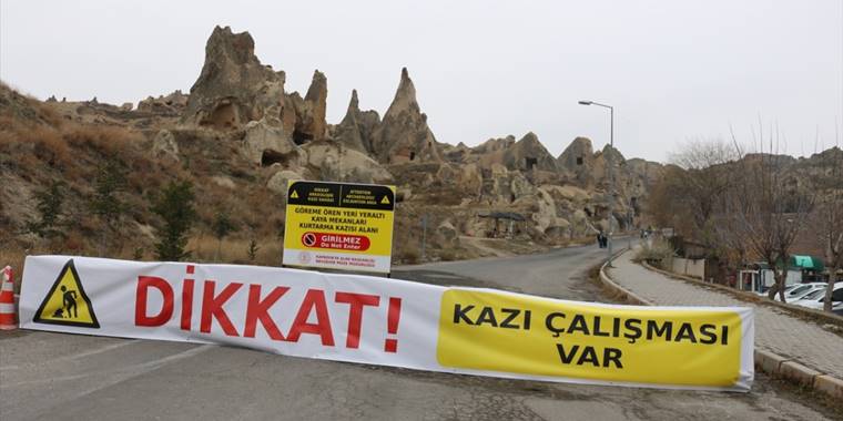 Kapadokya'da ulaşıma kapatılan yolun çevresindeki tarihi mekanlar kurtarılacak