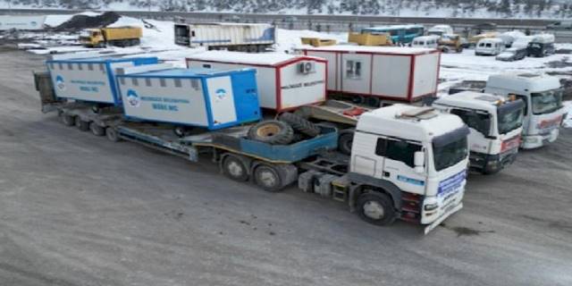 Kayseri Melikgazi'den deprem bölgesine konteynır