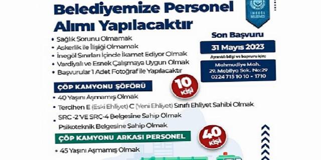 İnegöl Belediyesi 50 Personel Alacak