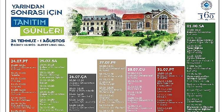 Boğaziçi Üniversitesi Tanıtım Günleri 24 Temmuz-1 Ağustos'ta Güney Kampüs'te gerçekleşecek