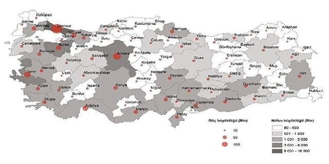 TÜİK: Türkiye'de 2022 yılında 2 milyon 791 bin 156 kişi iller arasında göç etti