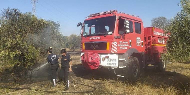 Aydın Büyükşehir Belediyesi İtfaiyesi'nden Umurlu'daki yangına müdahale