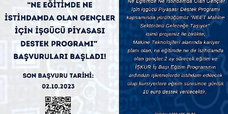 Gençlere günlük 10 Euro harçlık ve makine eğitimi
