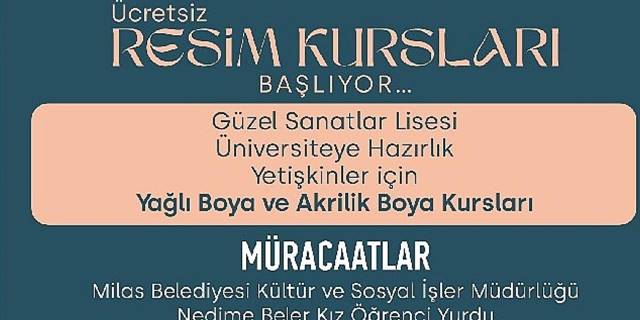 Resim Kursuna Kayıtlar Başladı