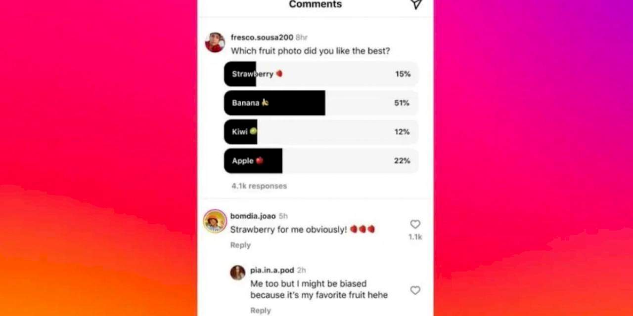 Instagram, Yorumlar Bölümü İçin Anket Oluşturma Özelliği Sunacak