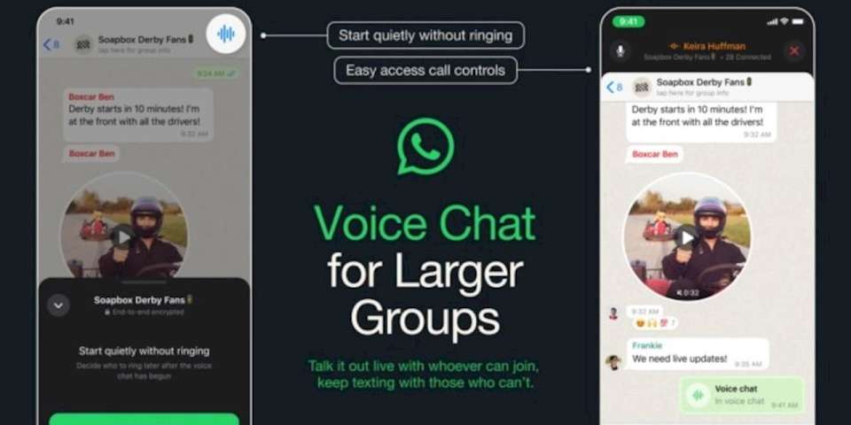 WhatsApp, Büyük Gruplar İçin Sesli Sohbet Özelliğini Sunmaya Başladı