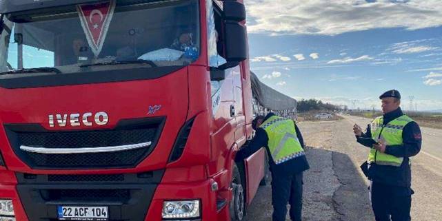 Edirne Keşan'da 'kış lastiği' denetimi