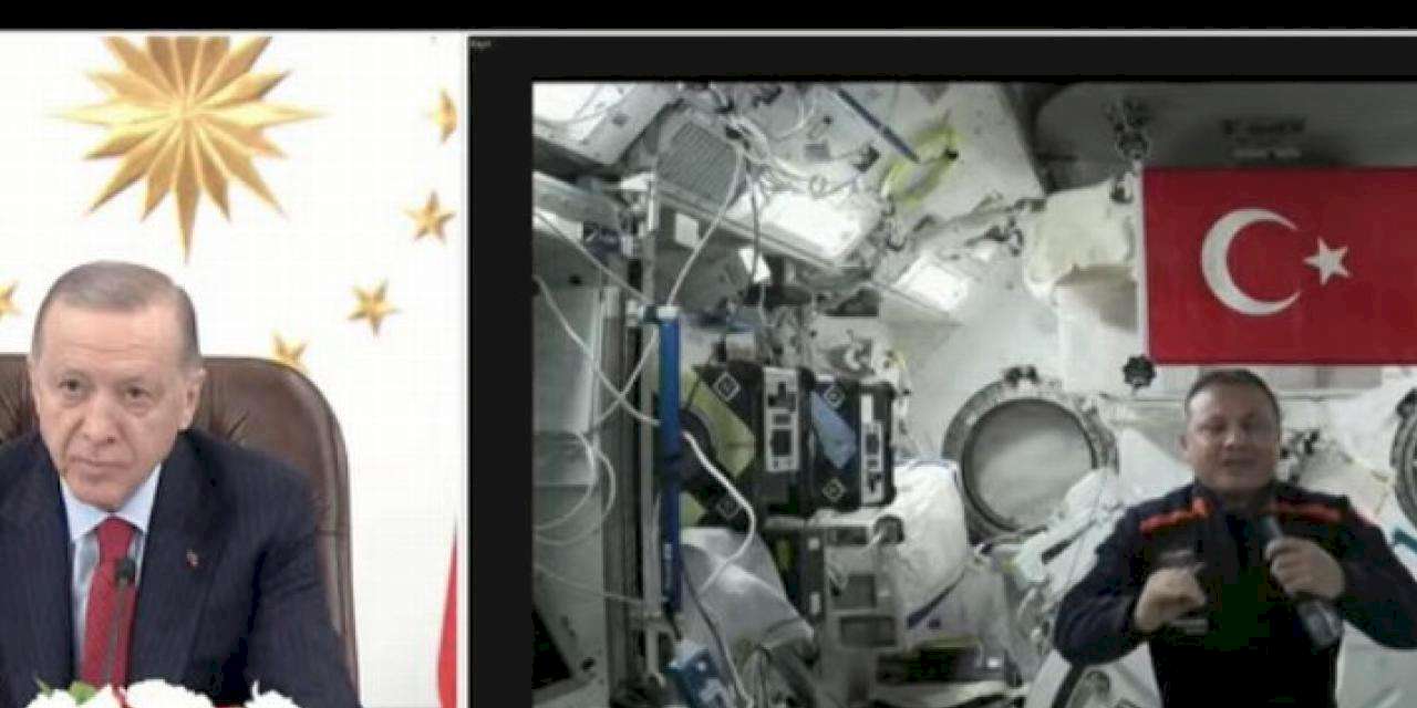 Erdoğan, ilk Türk astronotla görüştü... Türk bayrağı uzayda dalgalanıyor
