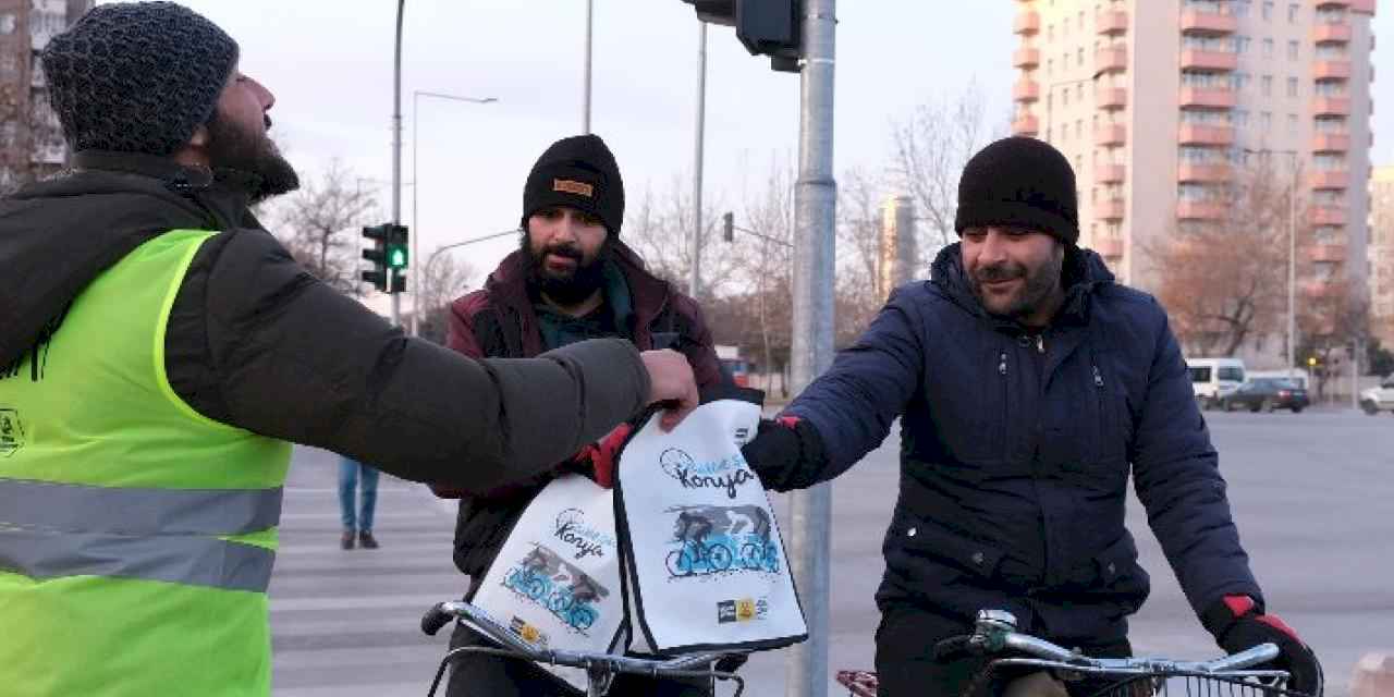 Konya'da “Dünya Kışın Bisikletle İşe Gitme Günü” etkinliği