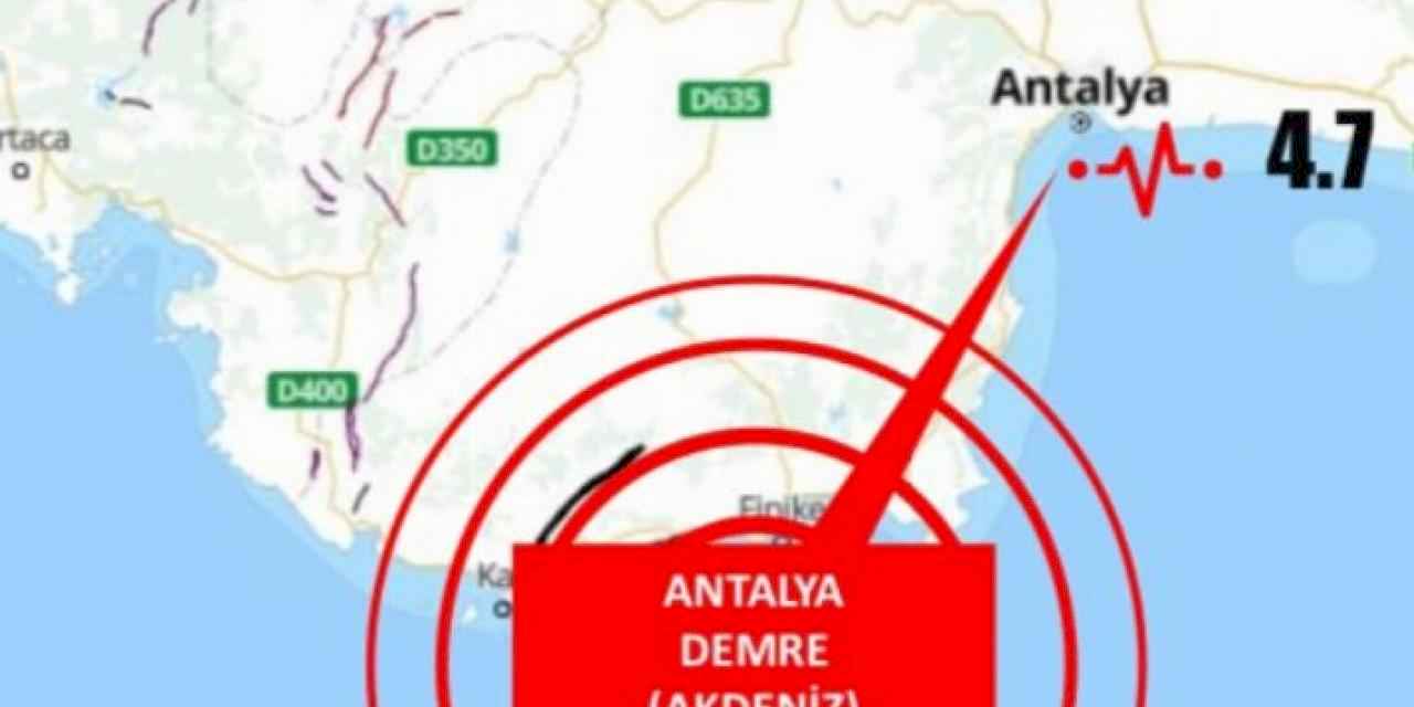 Antalya'da 4,7 büyüklüğünde deprem!