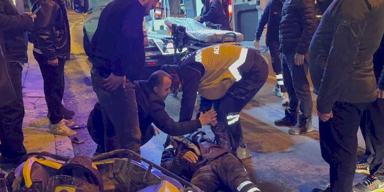 Düzce'de otomobil kuryeye çarptı: 1 yaralı