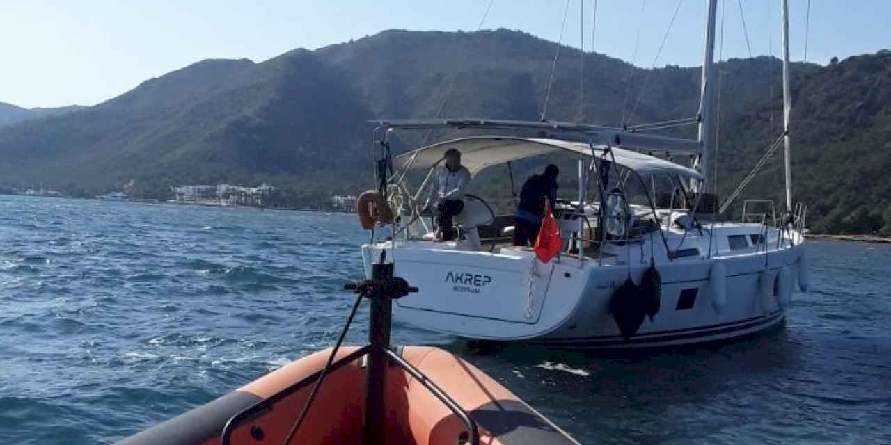 Marmaris'te karaya oturan tekne kurtarıldı