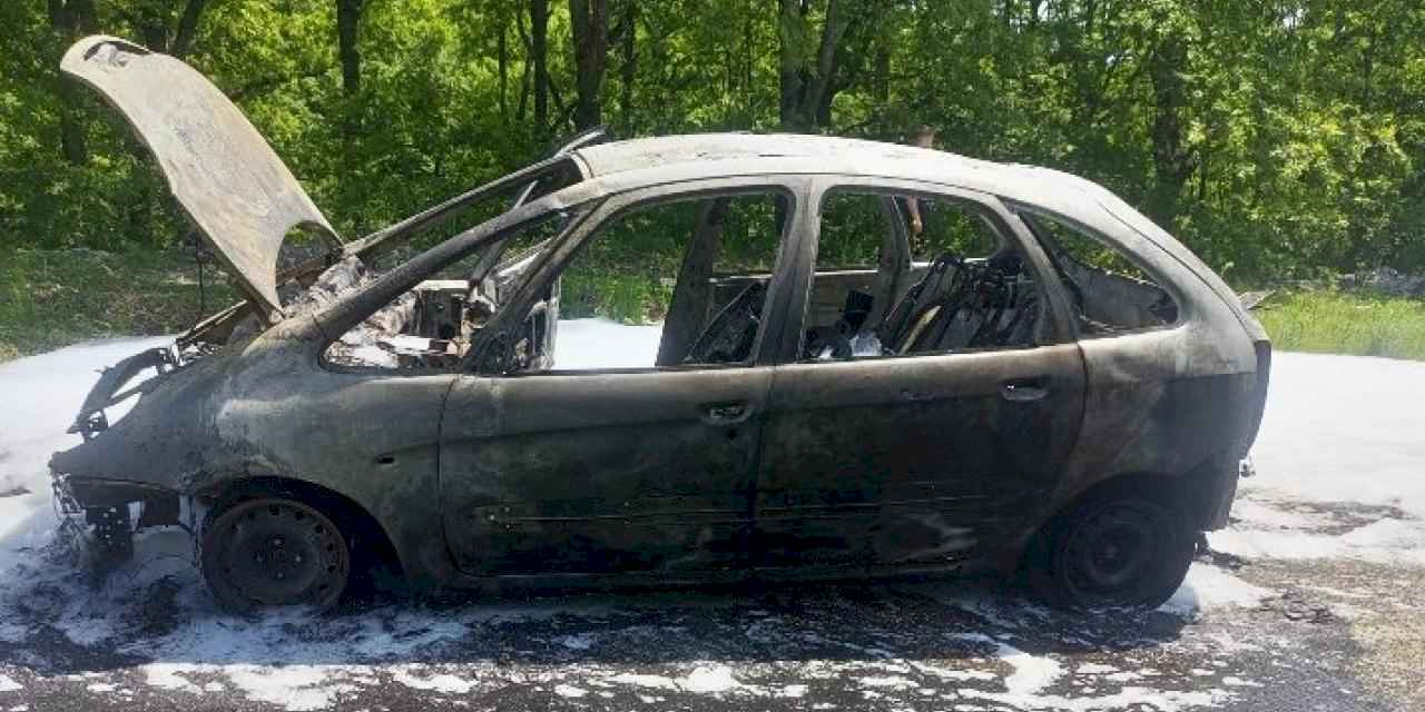 Pazaryeri yolunda araç alev topuna döndü