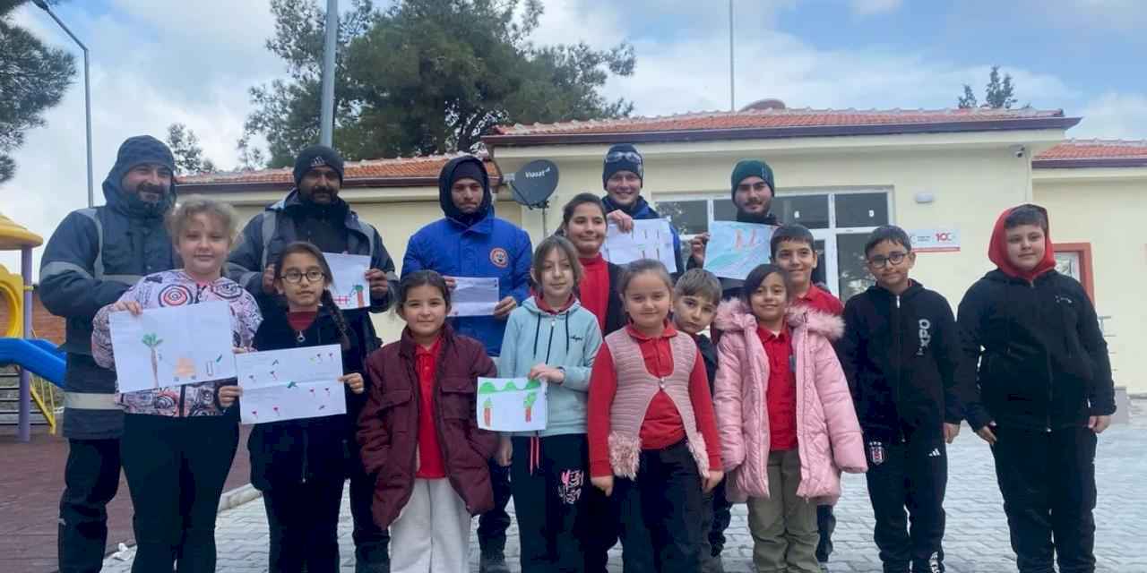 Manisa Soma'da öğrencilerden belediyeye resimli teşekkür