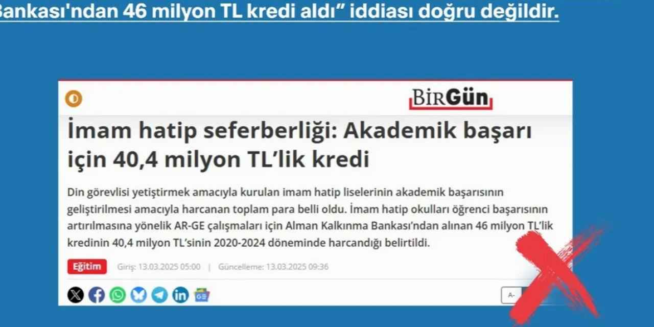 İmam Hatipler'in başarısı için kredi iddiaları asılsız!