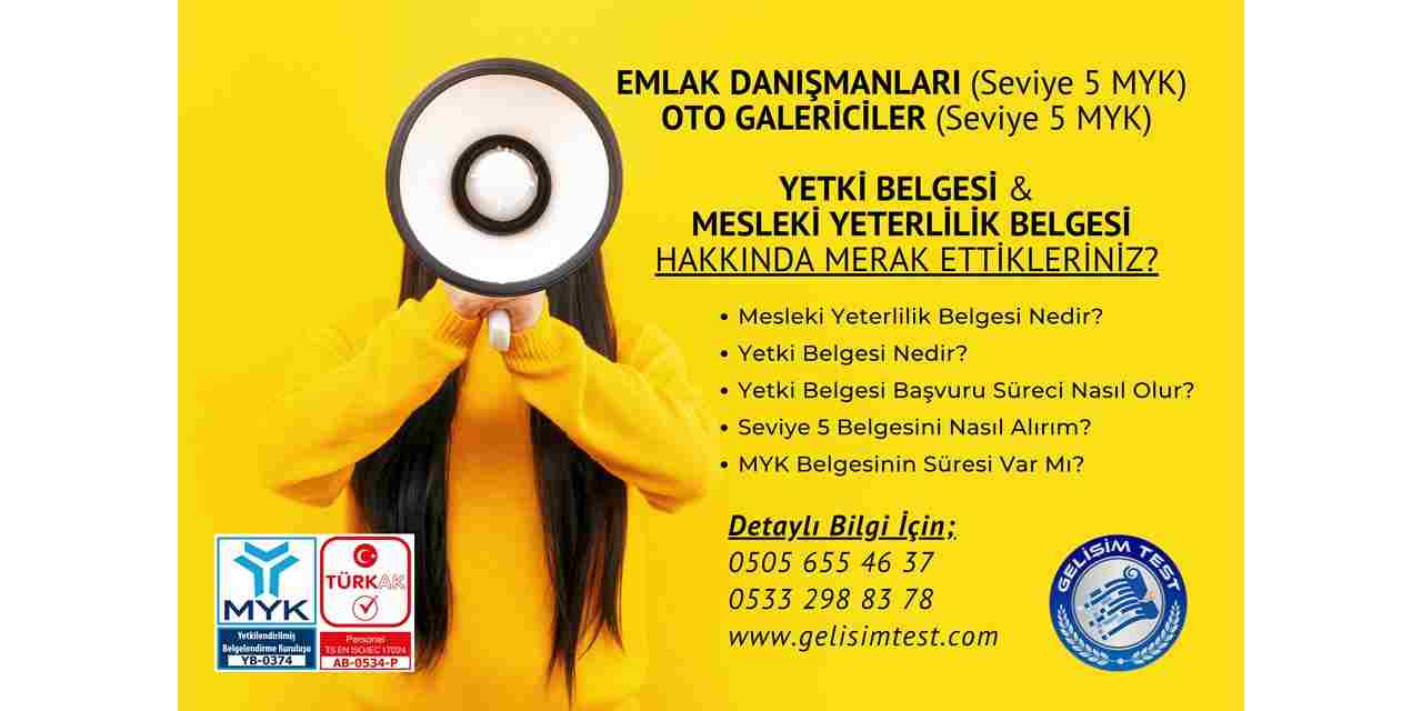 Sorumlu Emlak Danışmanı Yeterlilik ve Yetki Belgesi temin edilmeden yetki belgesi almak mümkün değil!