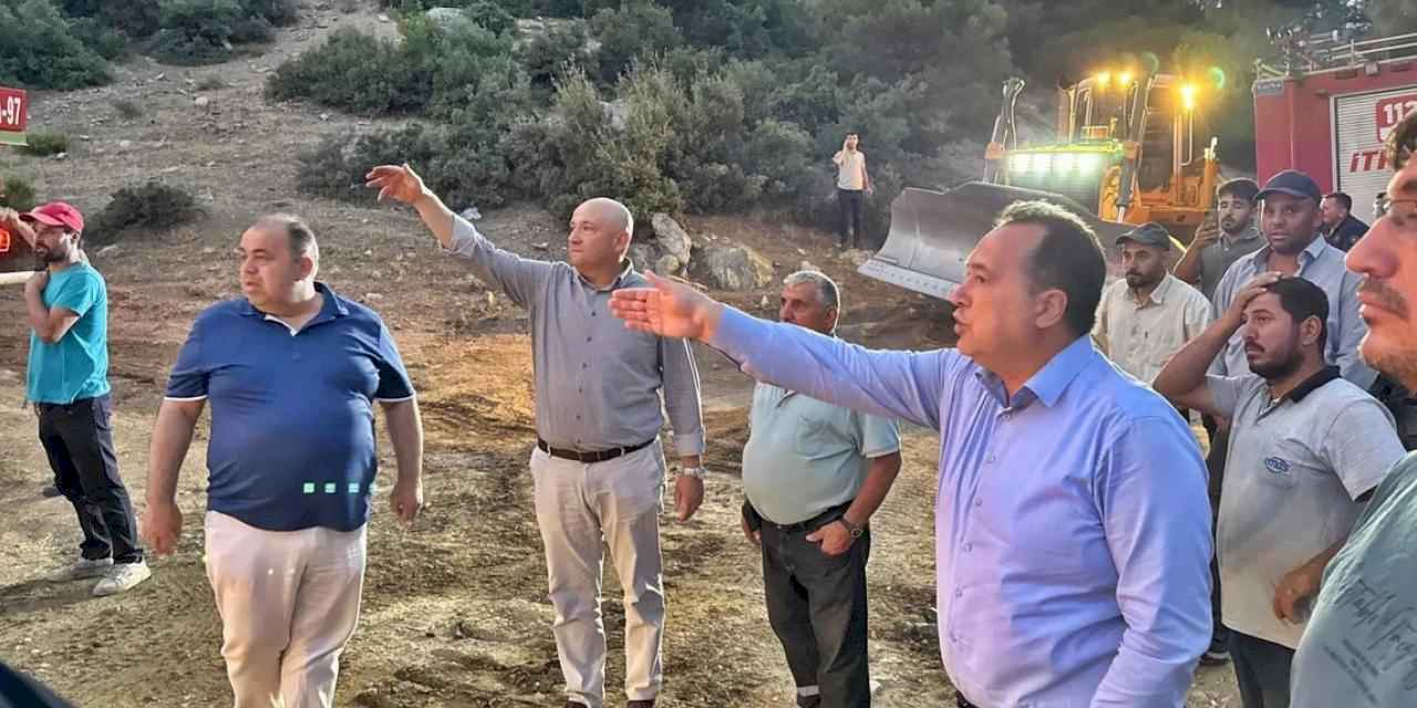 Manisa'da Başkan Dutlulu yangın bölgesinde saha çalışmalarını inceledi