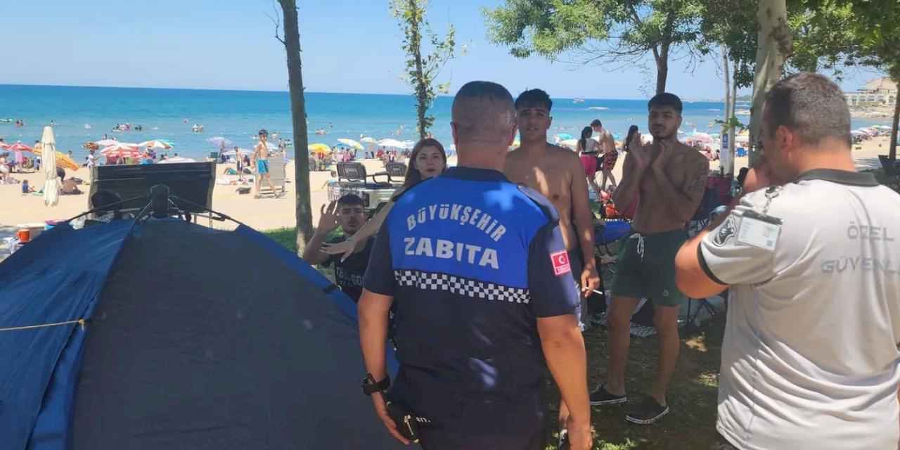 Kocaeli Kandıra sahillerinde çadır denetimi