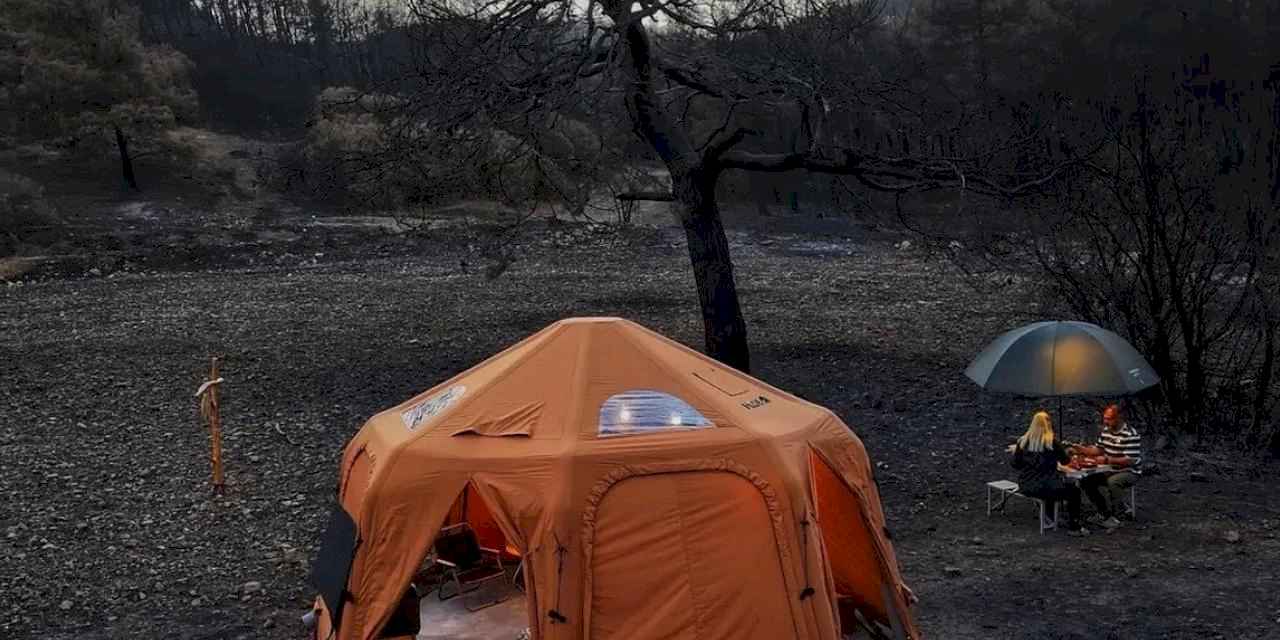 İzmir'de yanan ormanda kamp ile farkındalık