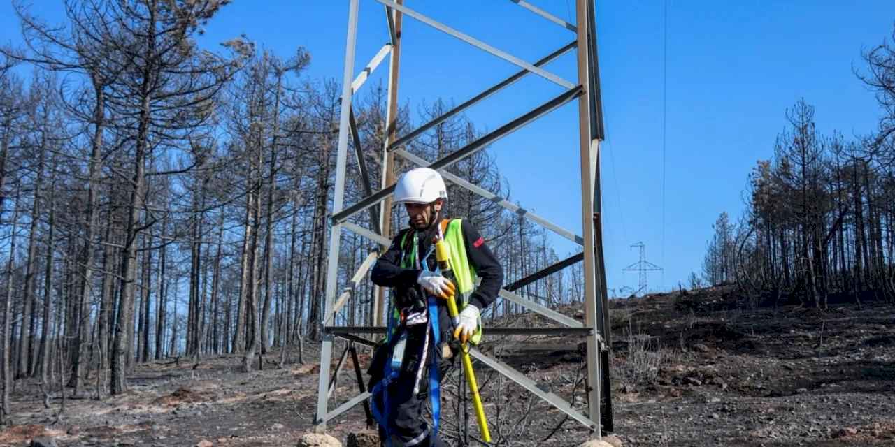Bursa'daki yangın bölgesinde enerji hatları onarılıyor