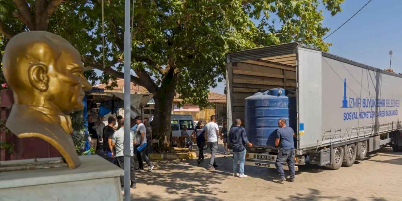 İzmir Büyükşehir yanan köylere can suyu oluyor
