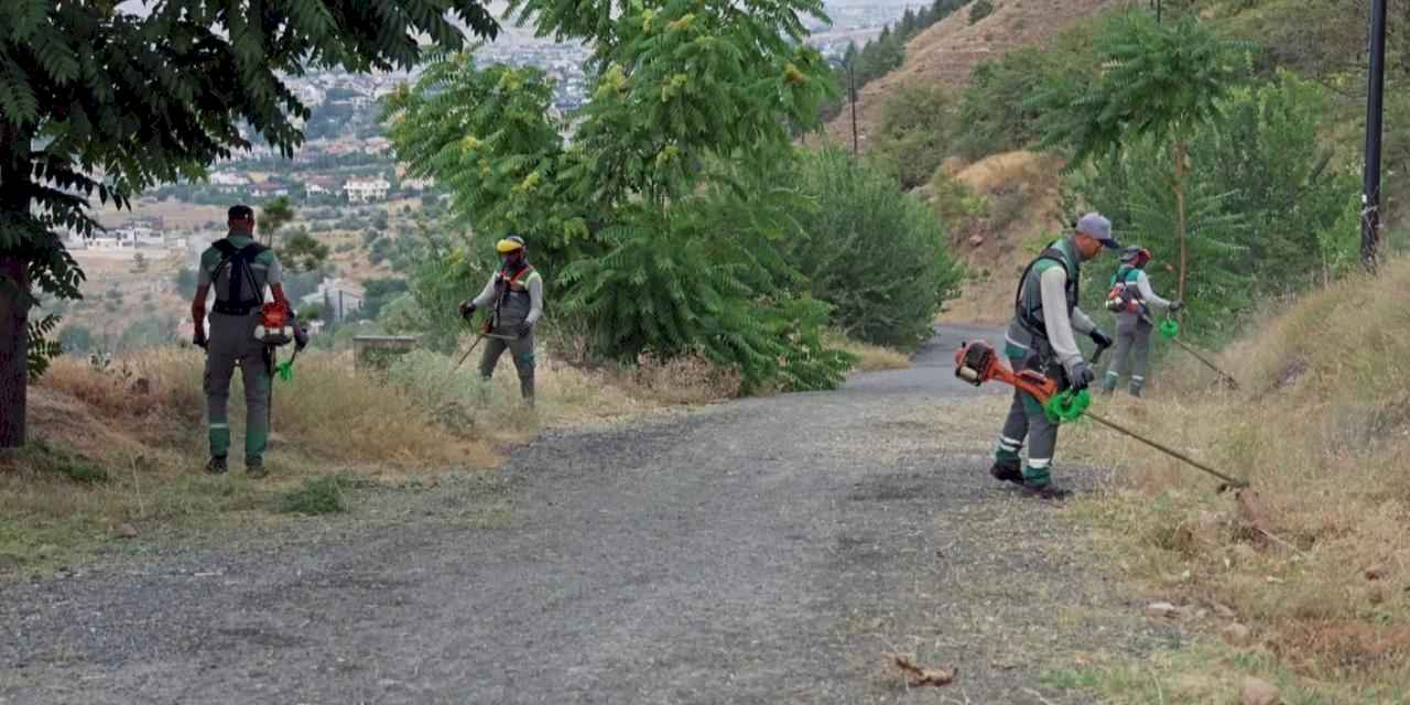 Kayseri Talas'ta Ali Dağı'na yangın önlemi