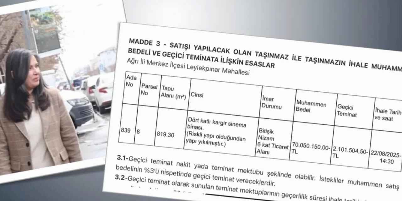 Ağrı Belediyesi'nin arsa satışı tepki çekti: Kültürel miras satılıyor!