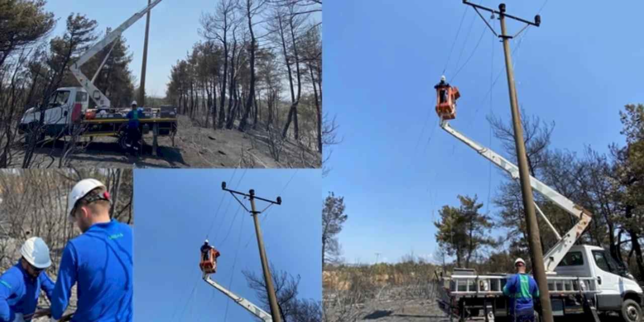 Enerji hatları yangının ardından yeniden onarılıyor