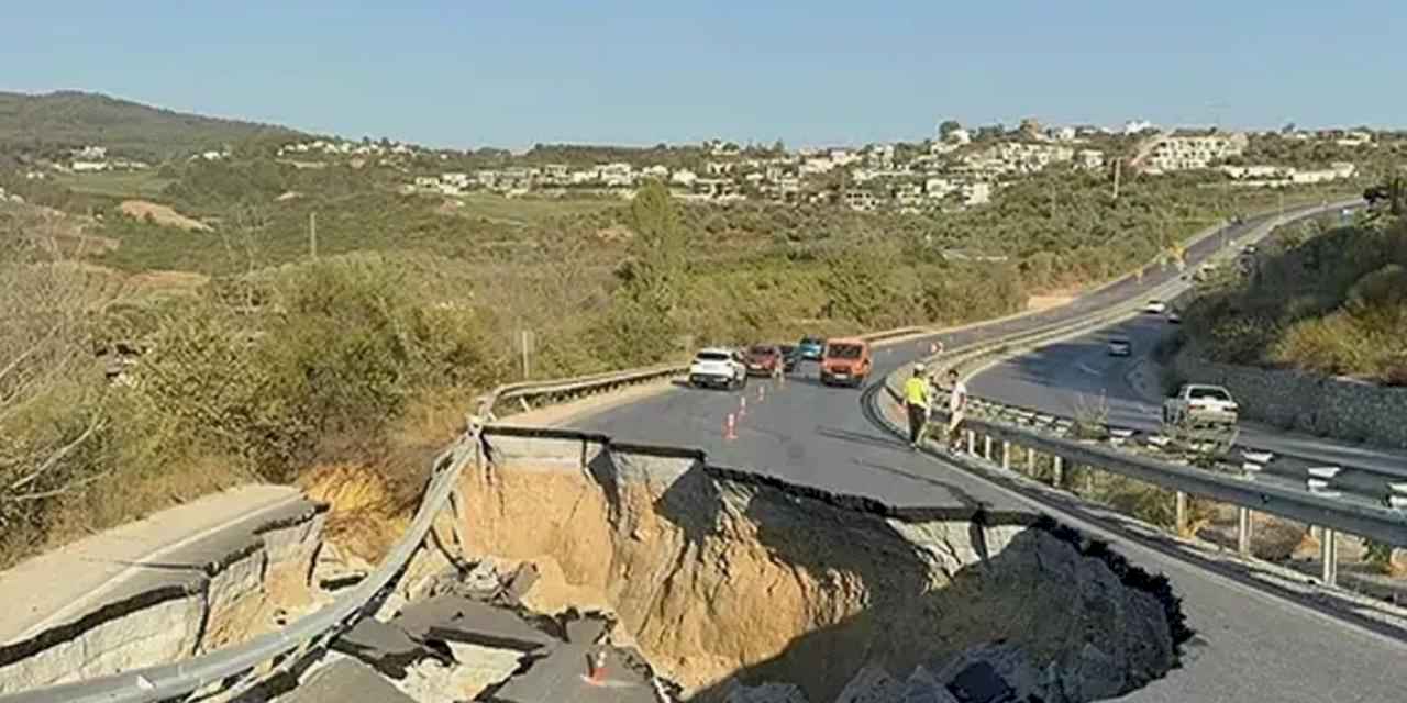 Kuşadası-Söke karayolu çöktü