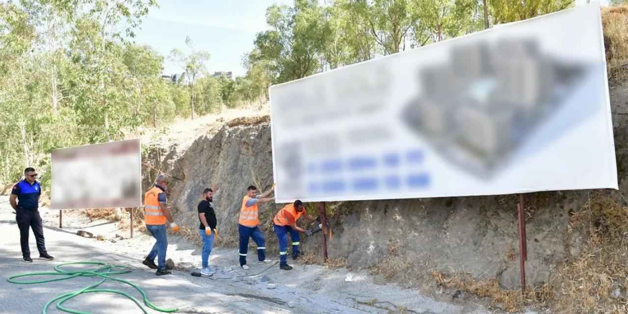Çiğli’de kent estetiği ve güvenlik için izinsiz tabelalara müdahale