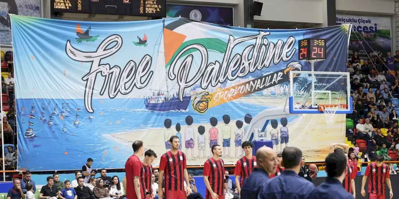 Konya’da basketbol coşkusu ve Gazze’ye destek aynı anda yükseldi