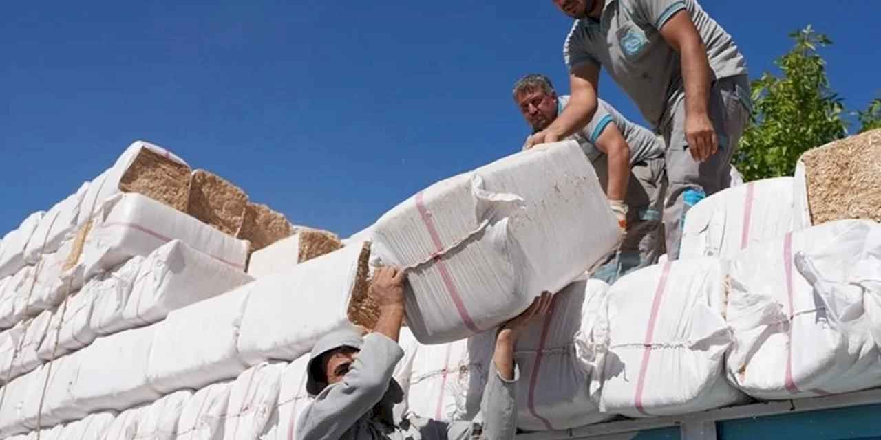 Denizli'de yangınzedelere yem ve saman desteği