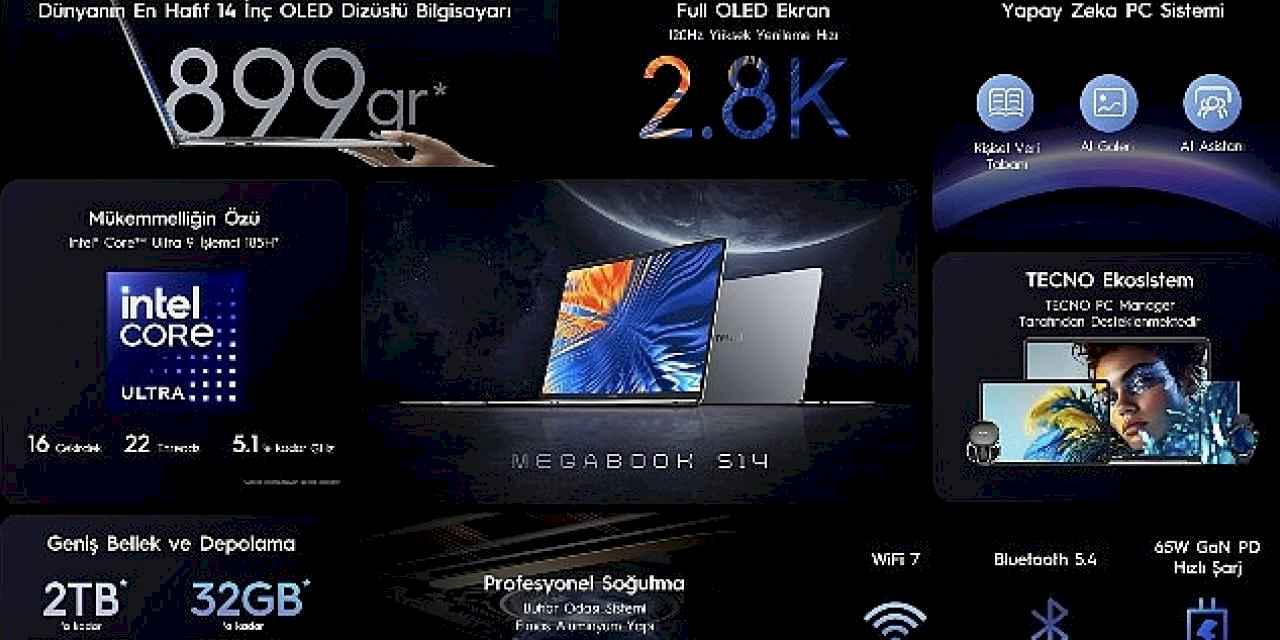 TECNO'dan Rekor Kıran İnovasyon: Megabook S14 Sadece 899 Gram Ağırlığında!