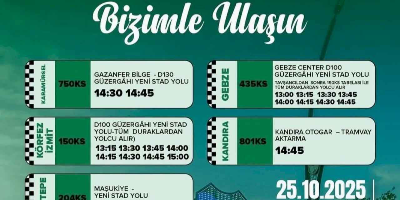 Kocaelispor maçına ulaşım seferberliği