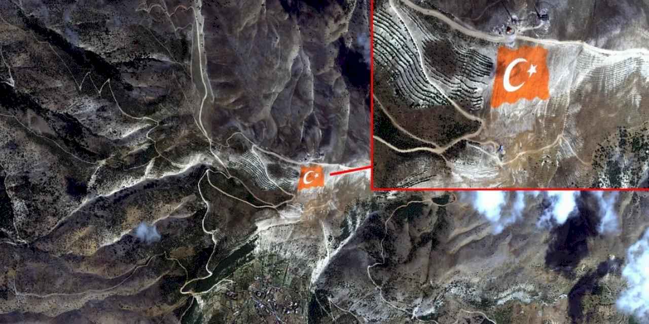 Onikişubat Belediyesi’nin dünyanın en büyük Türk Bayrağı uzaydan görüntülendi